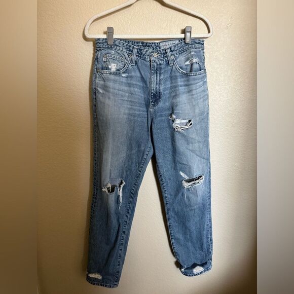 AG Phoebe Vintage High Waist Tapered Leg Jeans Size 29 Distressed Denim - Picture 2 of 7